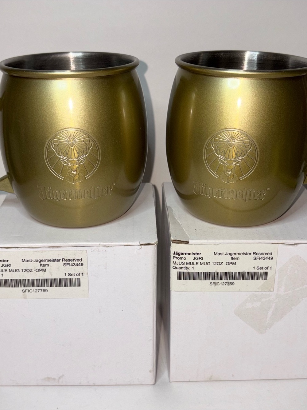 Jägermeister Mule Mugs 12oz Set of 2 w/Original Boxes